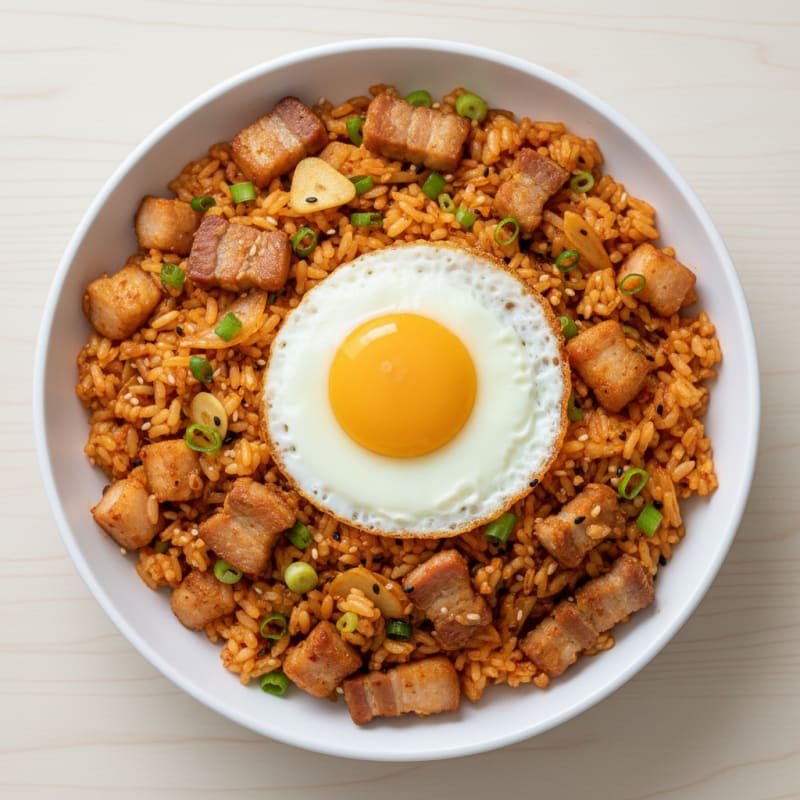 Kimchi Fried Rice with Pork Belly