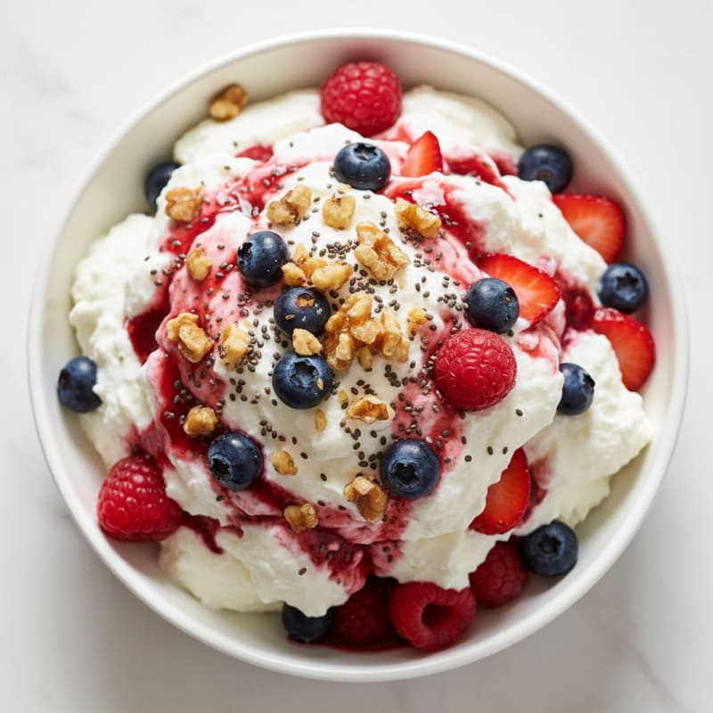 Greek Yogurt Protein Mousse with Mixed Berries