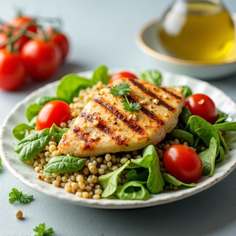Grilled Chicken and Quinoa Salad with Fresh Greens