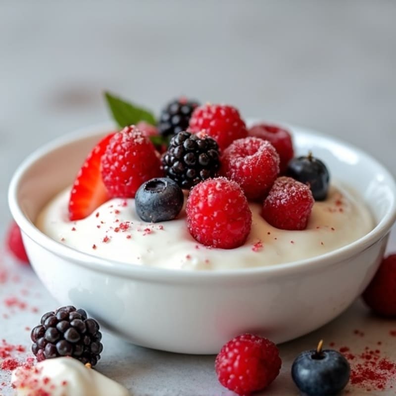 Silky Greek Yogurt with Protein Powder and Fresh Berries