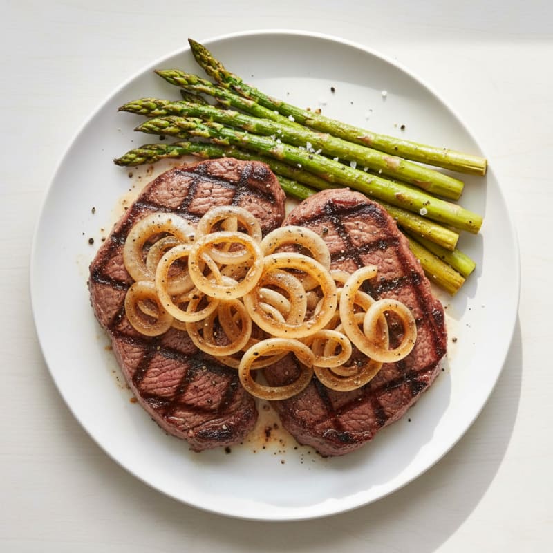 Tender Grilled Steak with Caramelized Onions