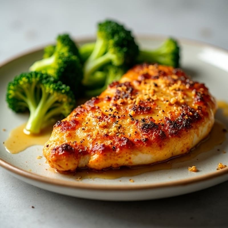 Crispy Baked Chicken with Sweet and Tangy Glaze and Steamed Broccoli