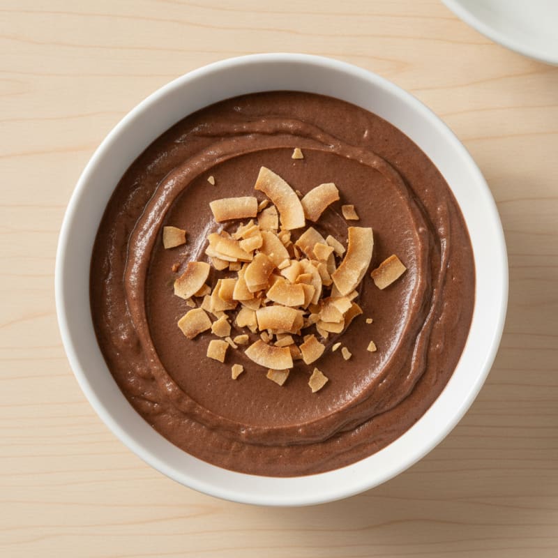 Silky Chocolate Protein Pudding with Toasted Coconut