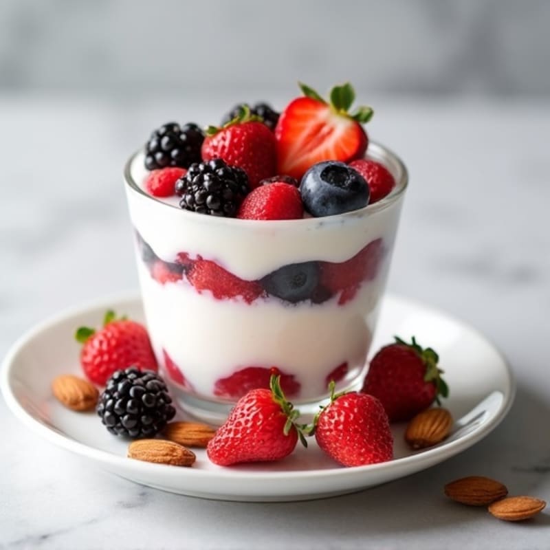 Greek Yogurt Protein Parfait with Mixed Berries and Almonds