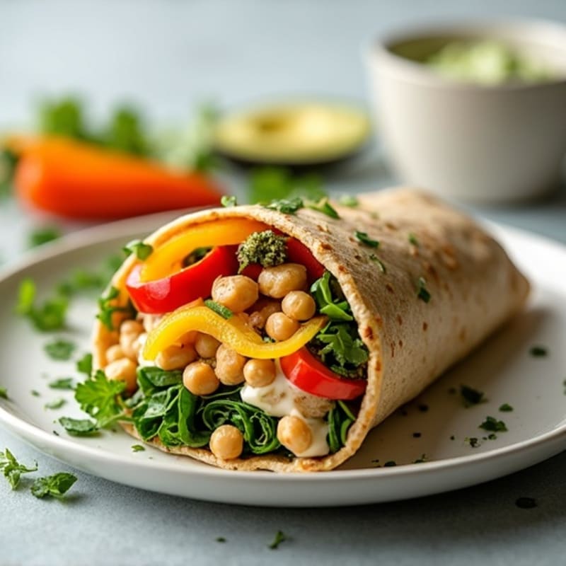 Fresh Rainbow Veggie Wrap with Creamy Herb Sauce