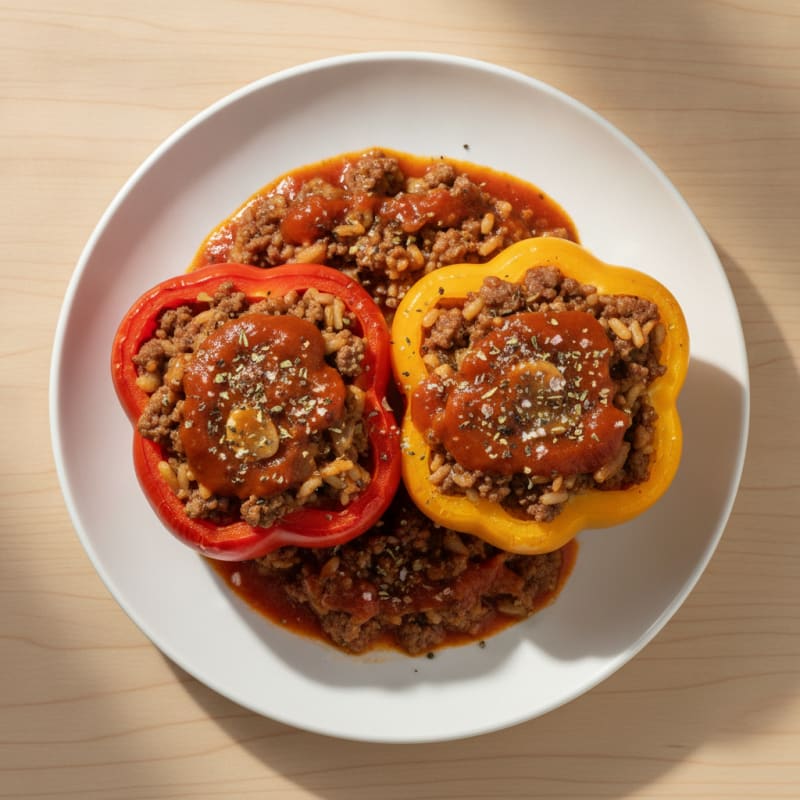 Beef and Rice Stuffed Bell Peppers