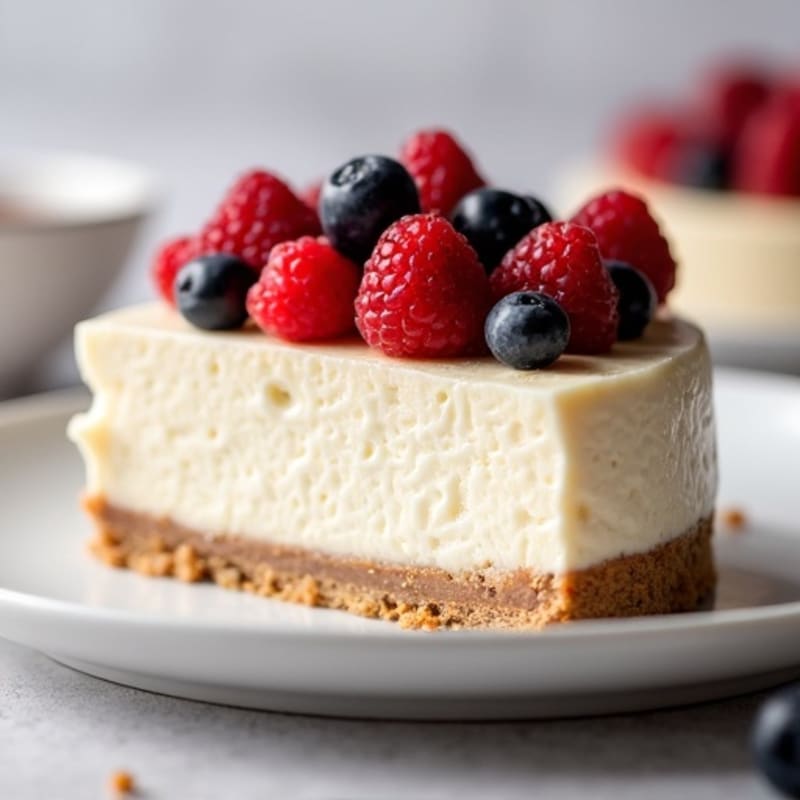 Greek Yogurt Protein Cheesecake with Mixed Berries