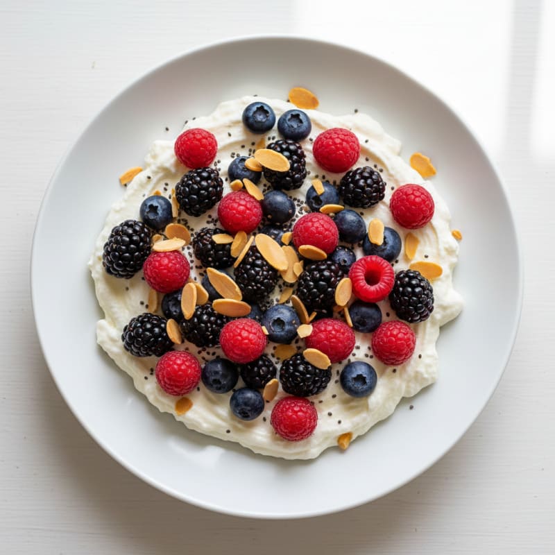 Greek Yogurt Protein Mousse with Mixed Berries
