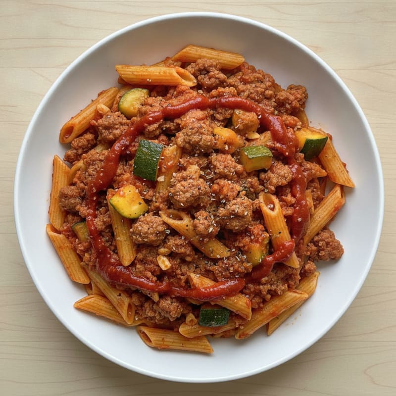 High-Protein Beef and Zucchini Marinara Pasta