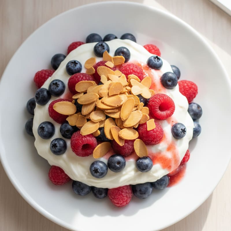 Greek Yogurt Protein Parfait with Berries and Almonds