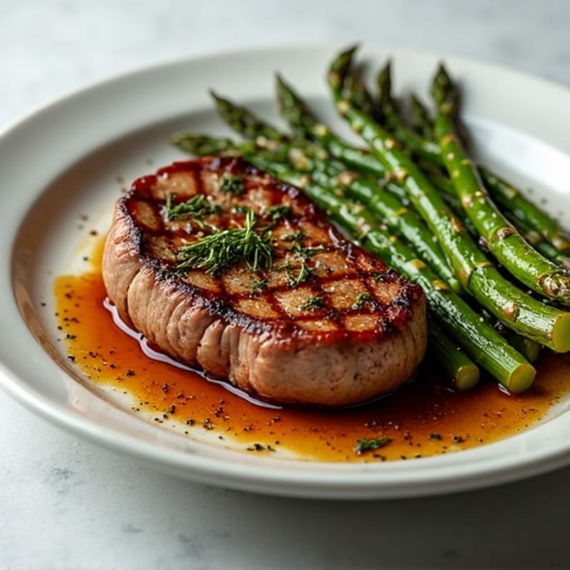 Juicy Pan-Seared Steak with Roasted Asparagus