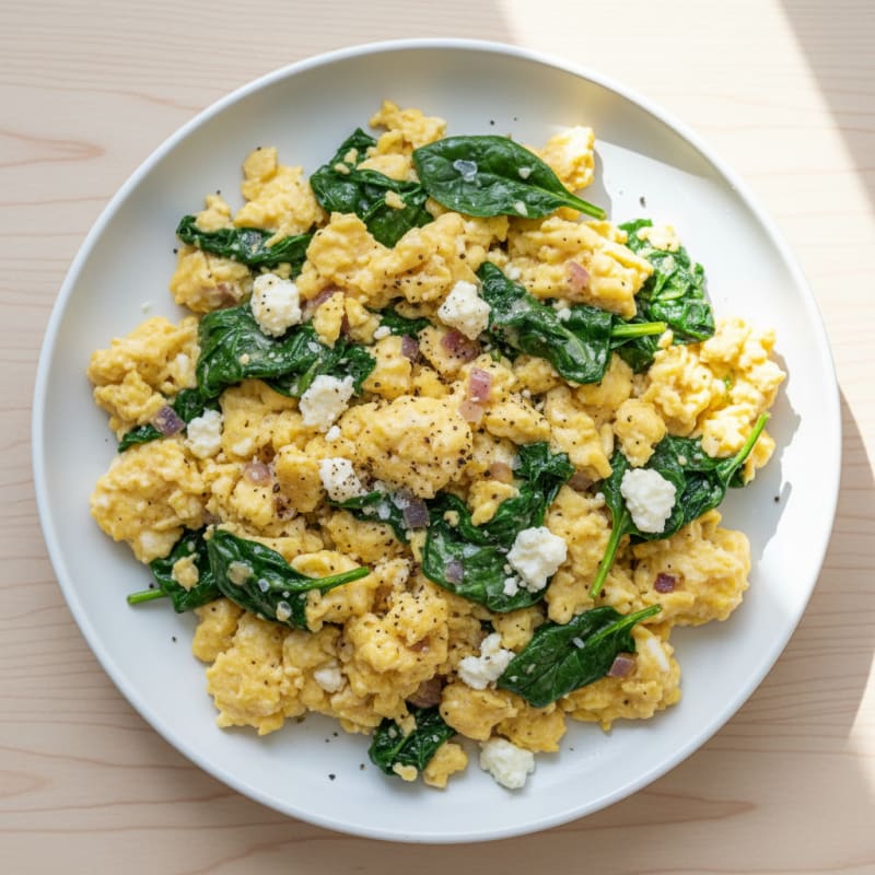 Creamy Spinach and Feta Scrambled Eggs