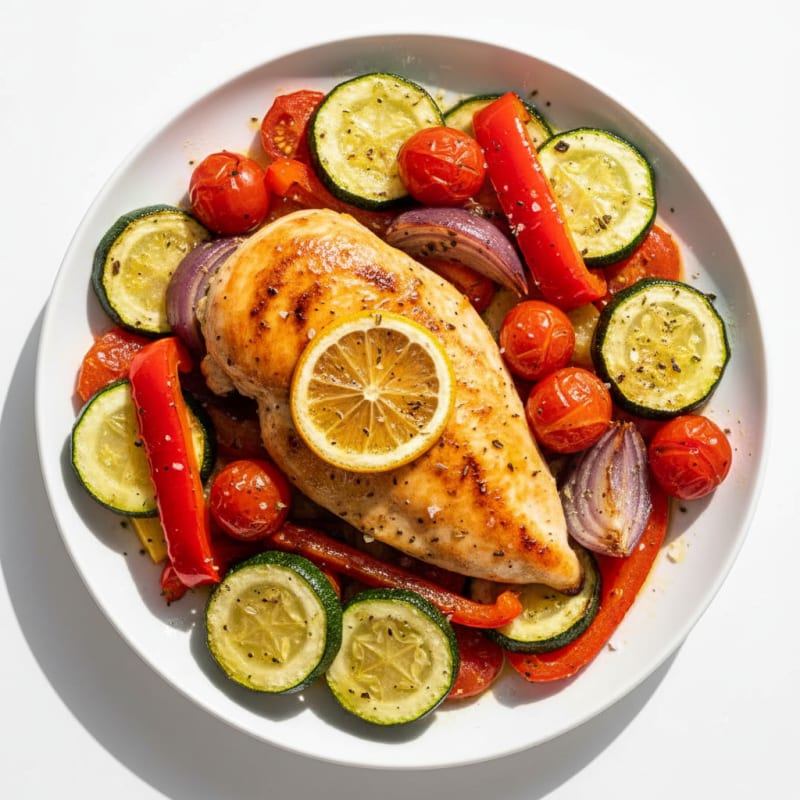 Greek Lemon Herb Chicken with Roasted Vegetables