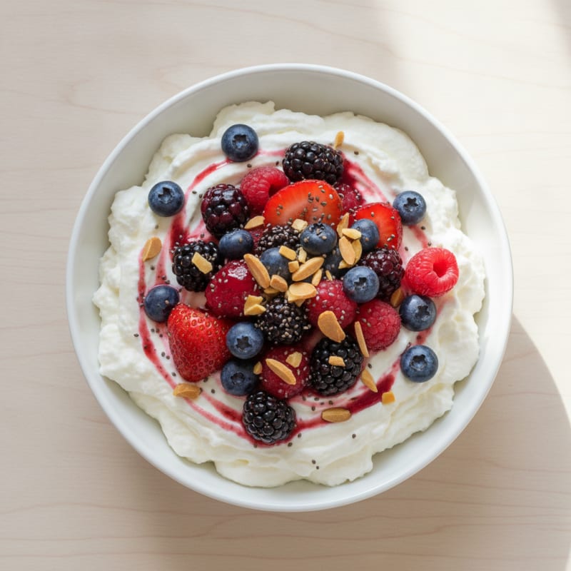 Greek Yogurt Protein Mousse with Fresh Berries