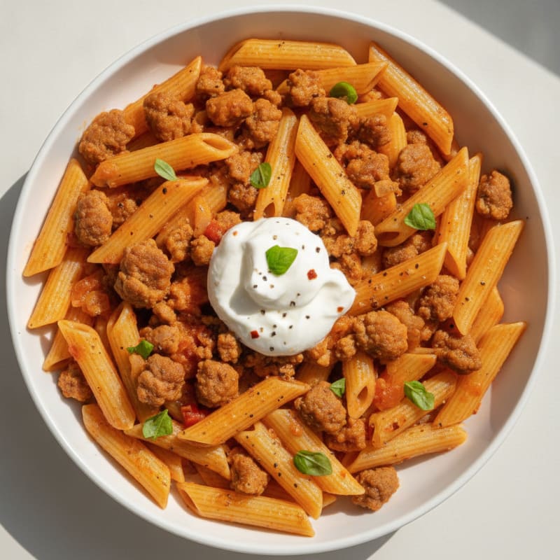 Crispy Beef Vodka Pasta