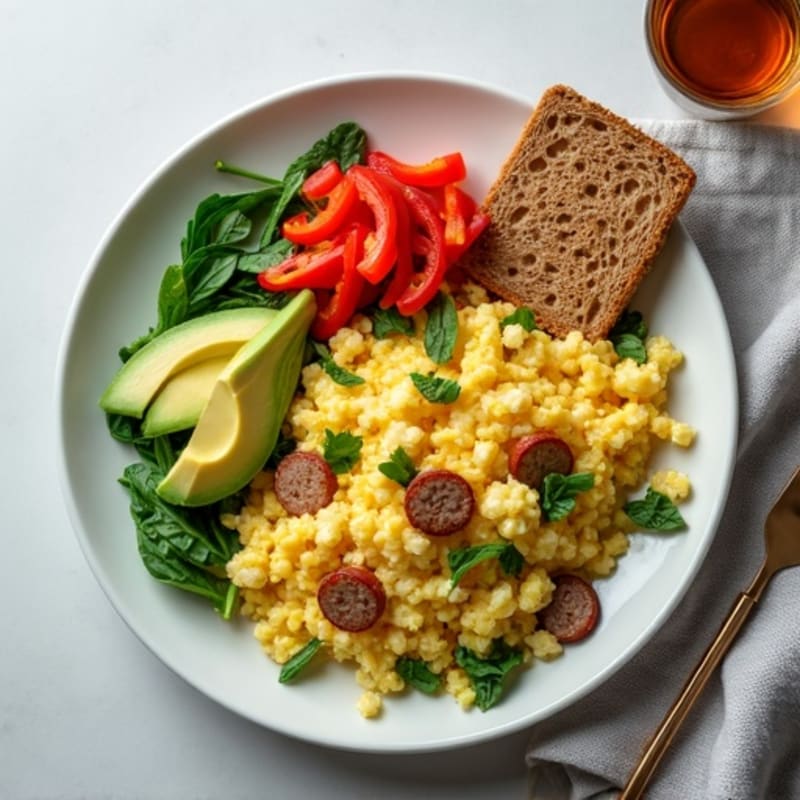 Egg White and Turkey Sausage Scramble with Spinach