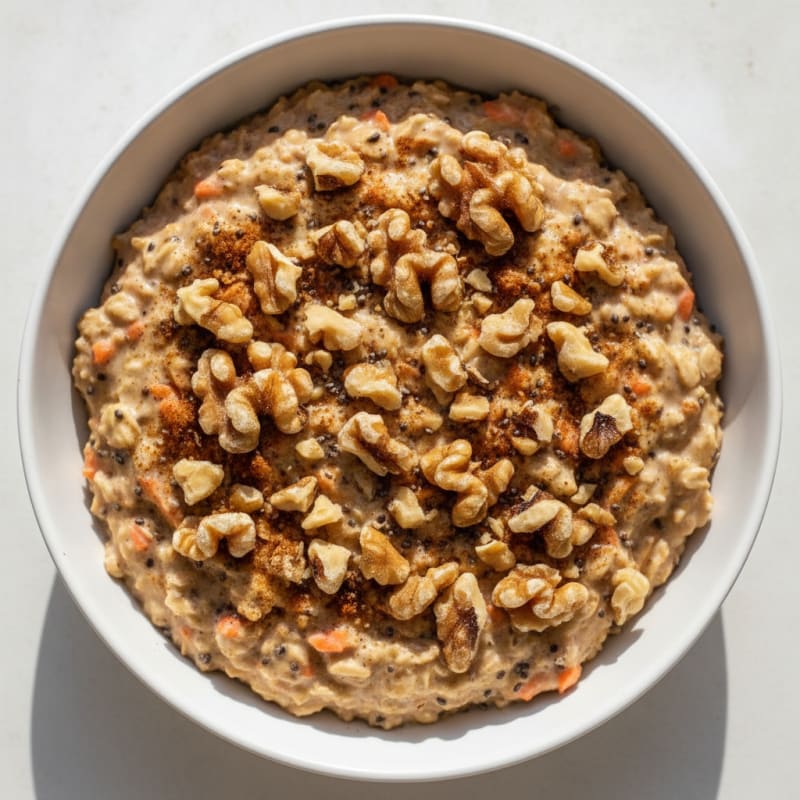 Carrot Cake Overnight Oats with Walnuts