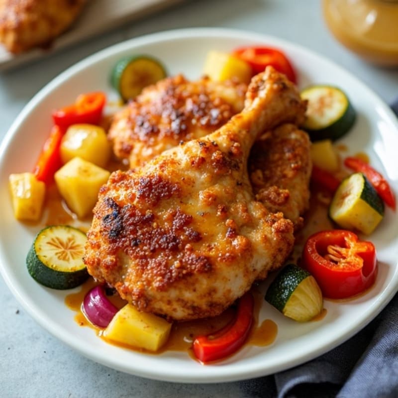 Crispy Sweet and Sour Chicken with Roasted Vegetables