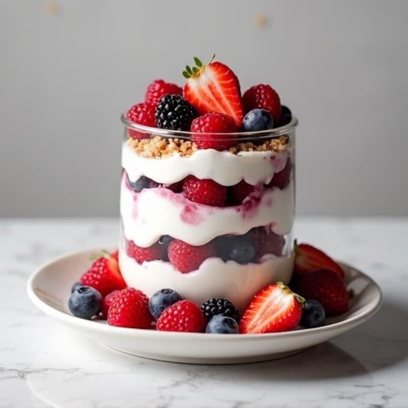 Protein Greek Yogurt Parfait with Mixed Berries