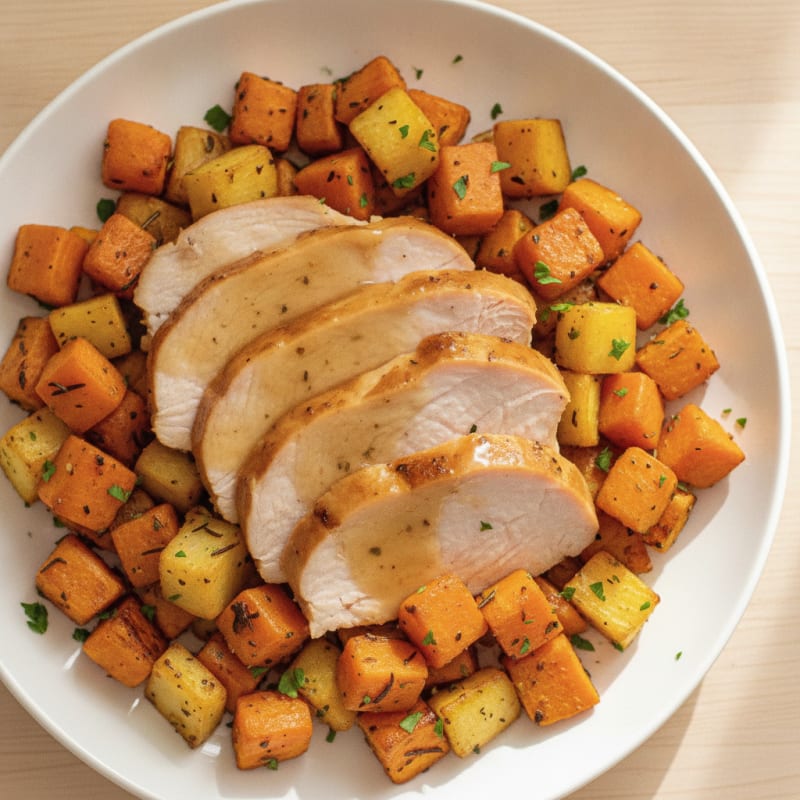 Smoked Turkey with Herb Roasted Root Vegetables
