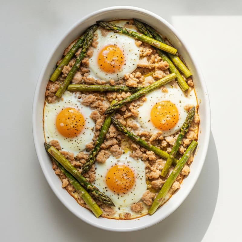 Baked Eggs with Roasted Asparagus