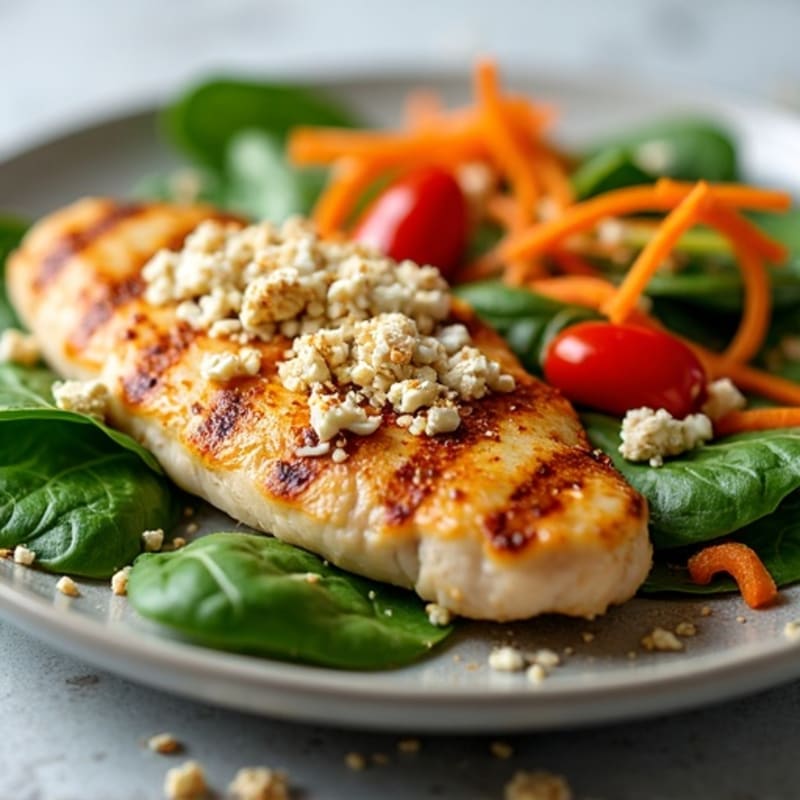 Grilled Chicken Breast with Crunchy Oat-Crusted Salad