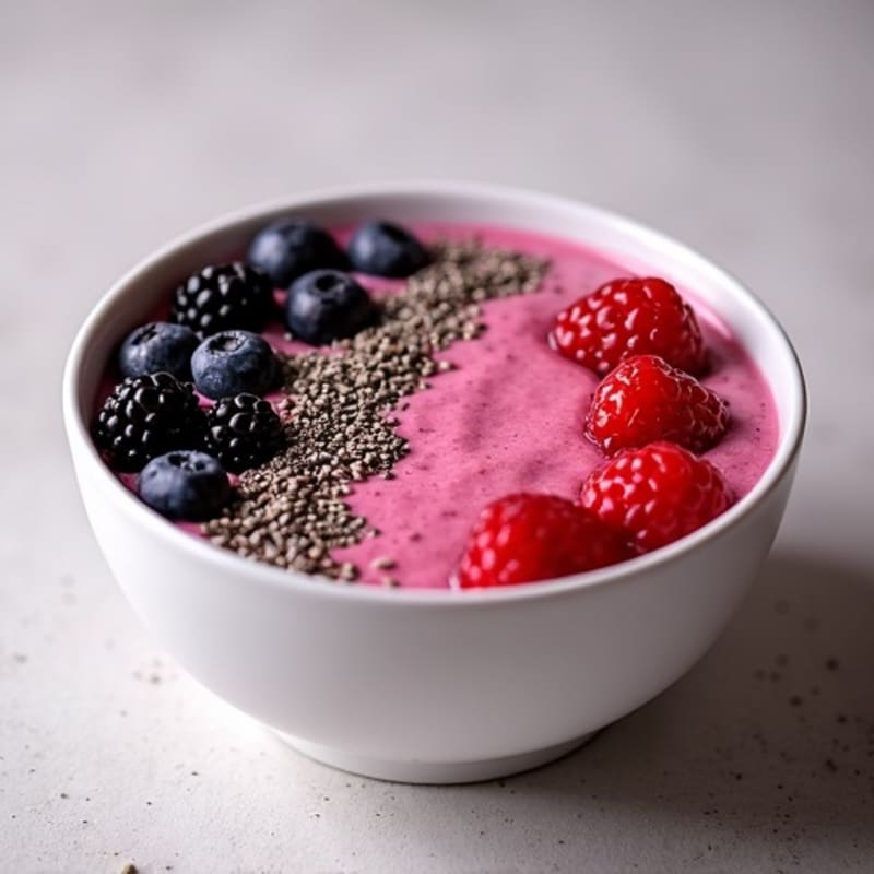 Silken Tofu Berry Smoothie Bowl with Chia Seeds
