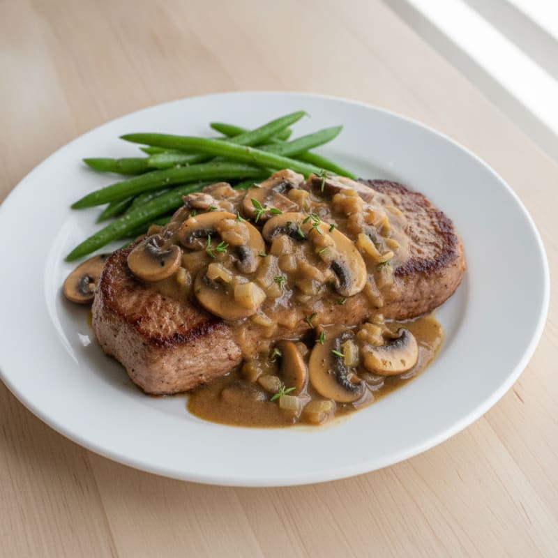 Pan-Seared Cube Steak with Mushroom Gravy