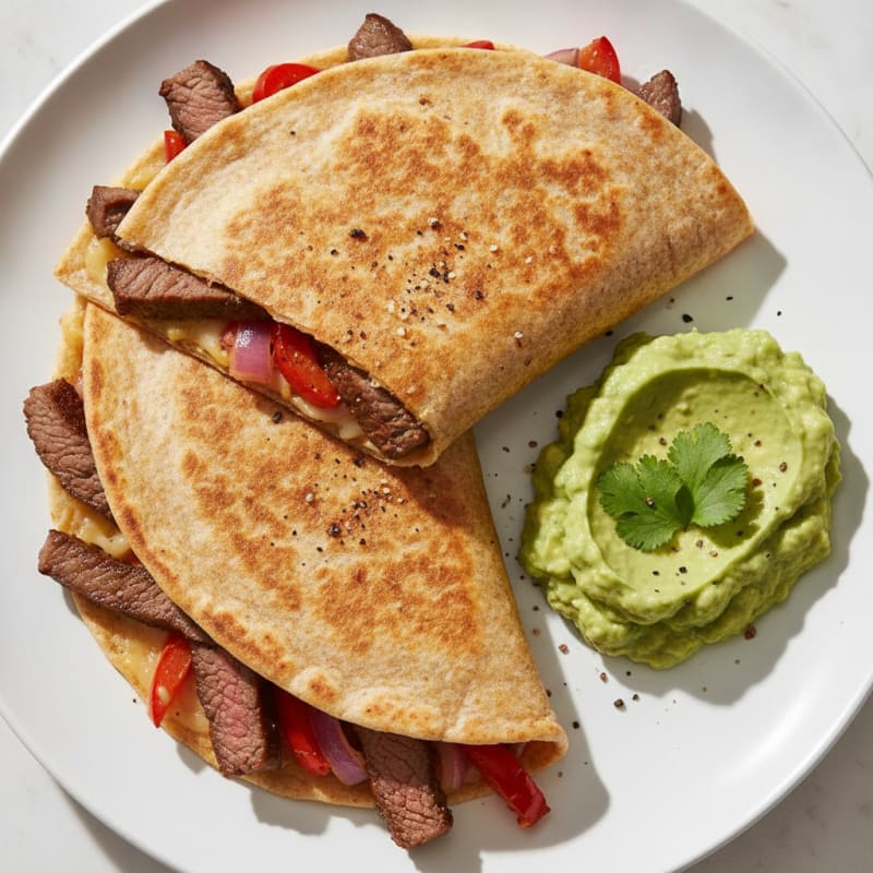 Carne Asada Quesadillas with Fresh Guacamole