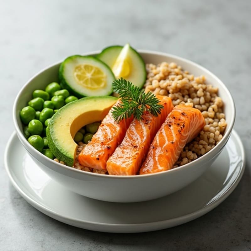 Fresh Salmon and Avocado Rice Bowl with Sesame Ginger Dressing