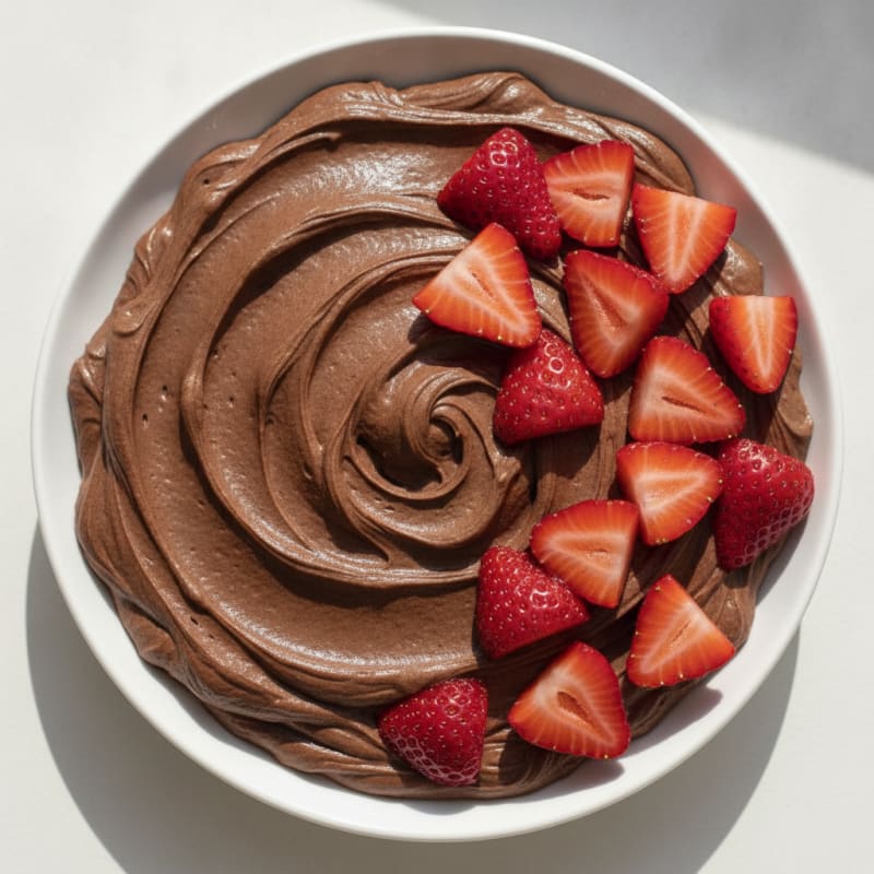 Silky Chocolate Protein Pudding with Fresh Strawberries