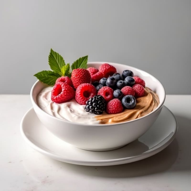 Greek Yogurt Protein Bowl with Mixed Berries and Almond Butter