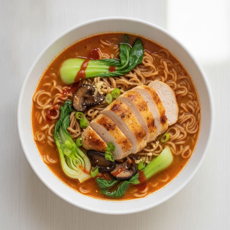 Sriracha Chicken Ramen Soup