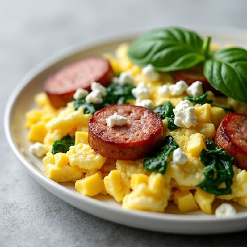 Egg White and Turkey Sausage Scramble with Spinach