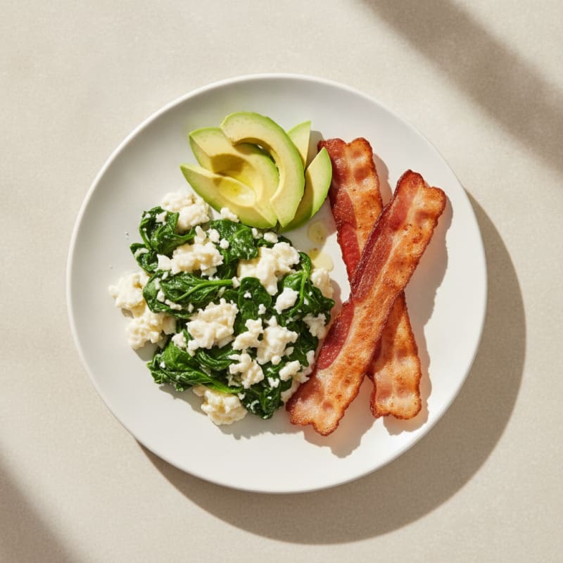Scrambled Egg Whites with Spinach and Turkey Bacon