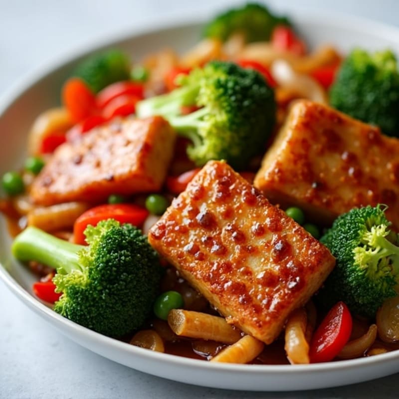 Crispy Maple Glazed Tempeh Stir-Fry