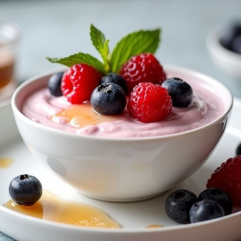 Silky Greek Yogurt Protein Pudding with Mixed Berries