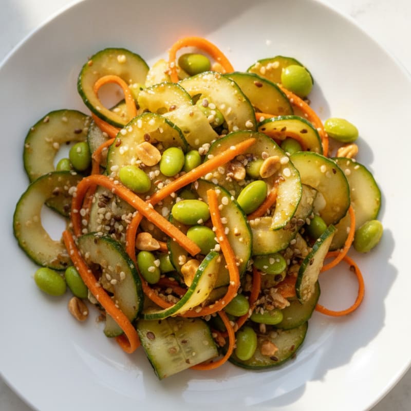 Sesame-Ginger Cucumber Carrot Ribbon Salad