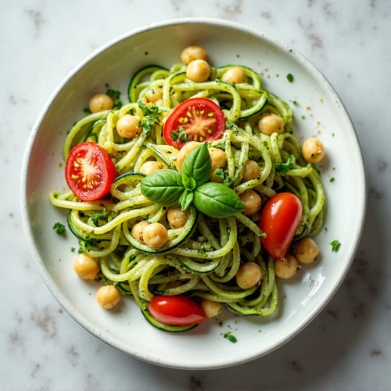 Creamy Cashew Pesto Zucchini Noodles