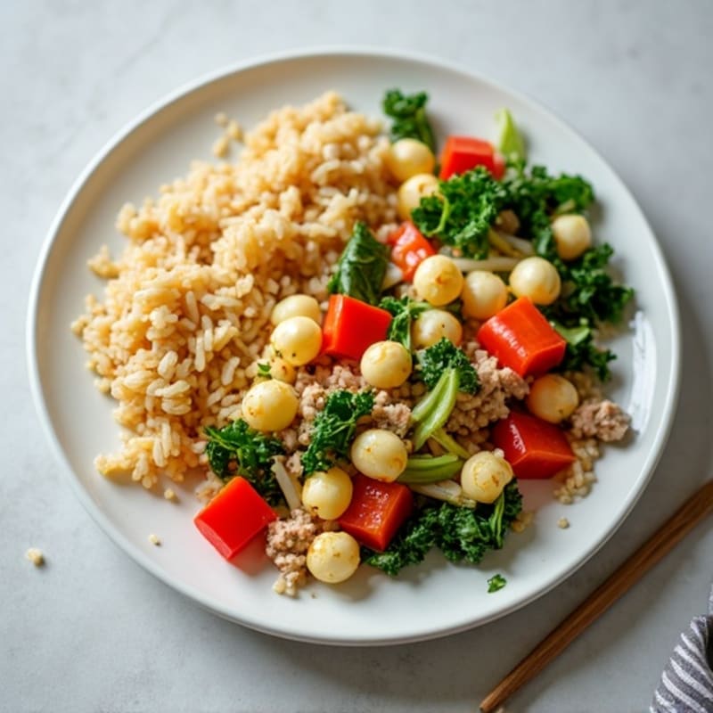 Egg White and Ground Turkey Veggie Scramble