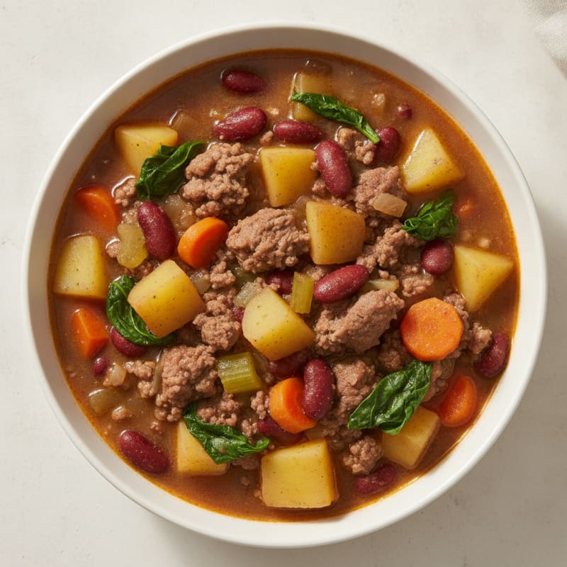 Lean Beef and Bean Stew with Potato Chunks