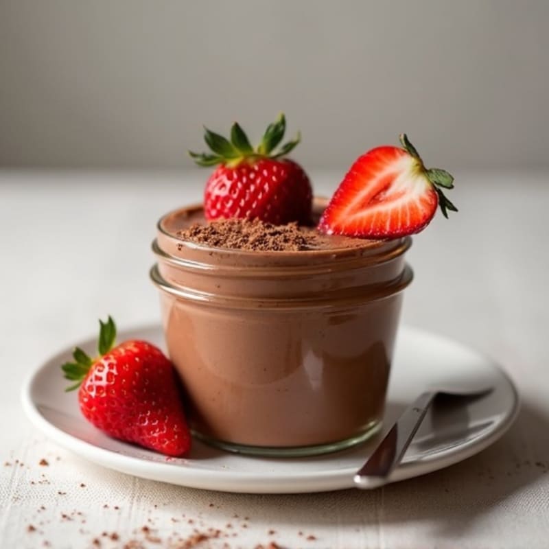 Silky Chocolate Protein Pudding with Fresh Strawberries