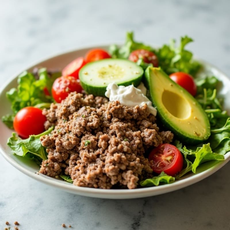 Lean Ground Beef Salad with Creamy Tangy Dressing