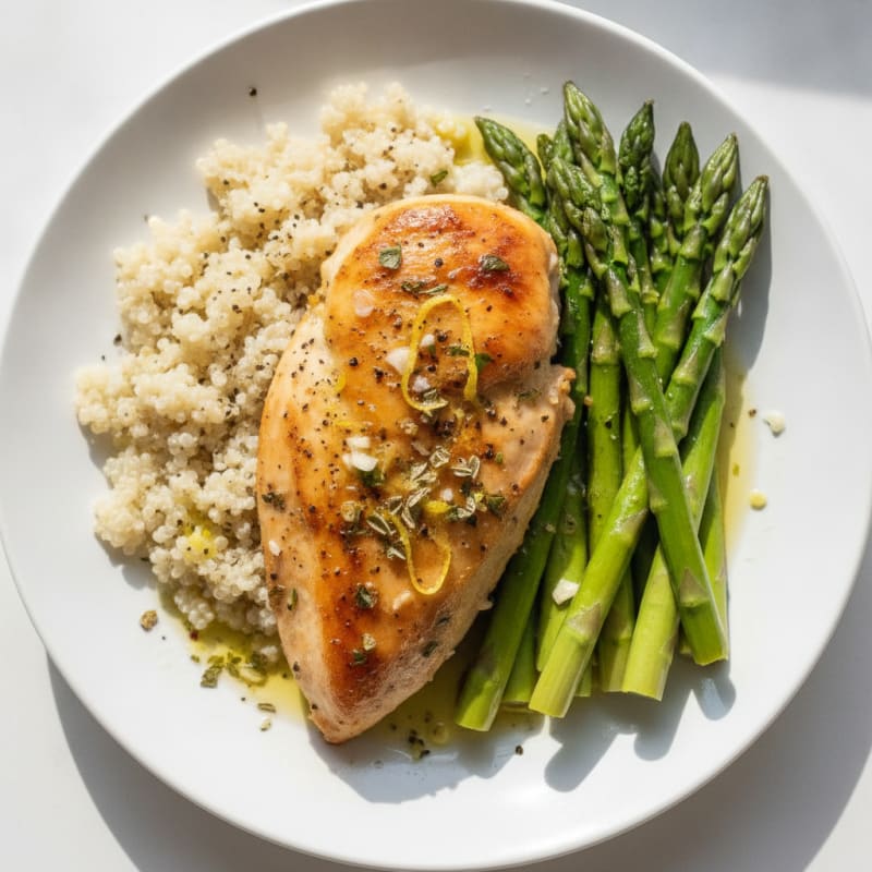 Lemon Herb Roasted Chicken with Asparagus