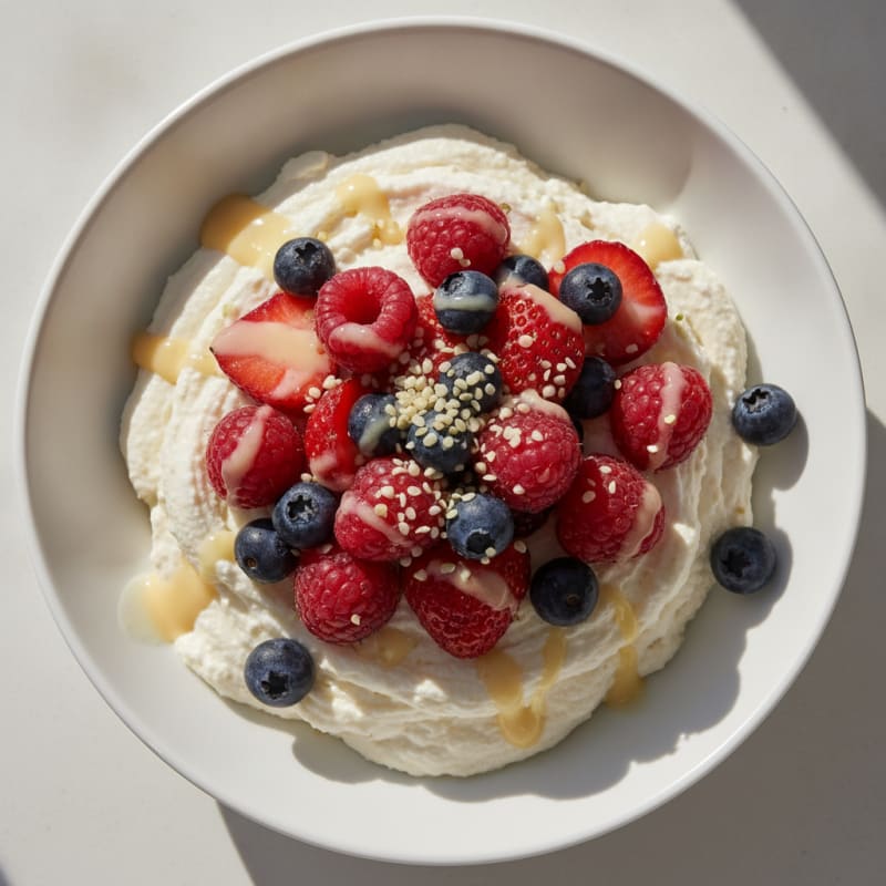 Silky Greek Yogurt Protein Mousse with Mixed Berries