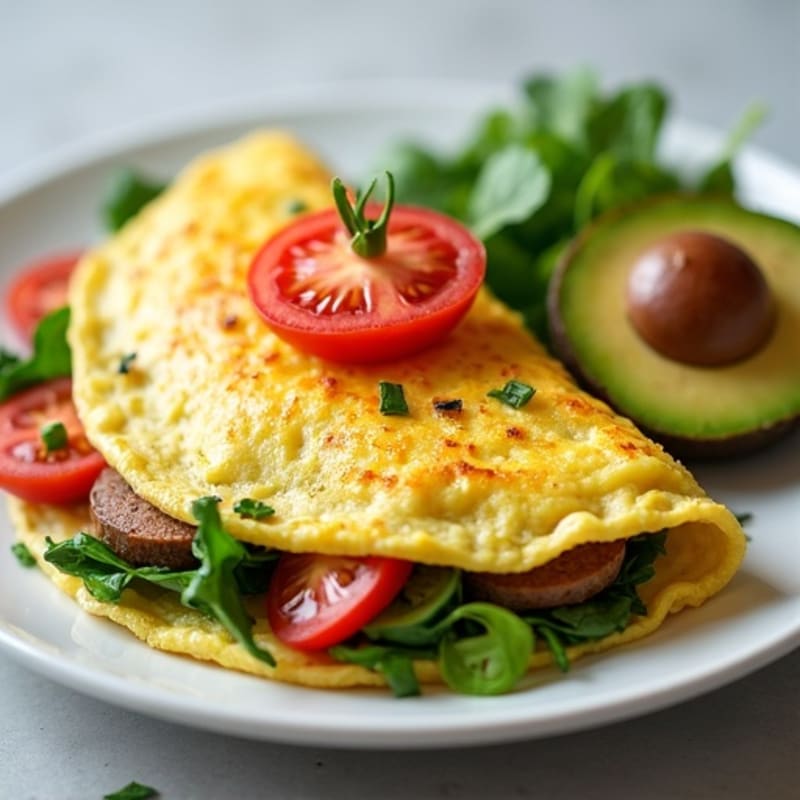 Egg White Omelet with Turkey Sausage and Spinach