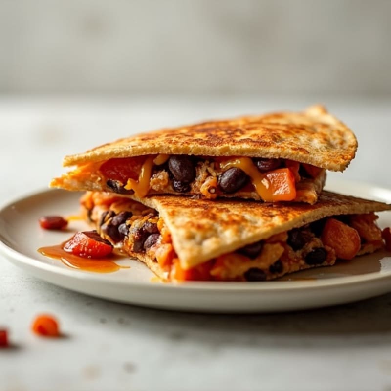 Crispy Whole Wheat BBQ Chicken and Black Bean Quesadilla