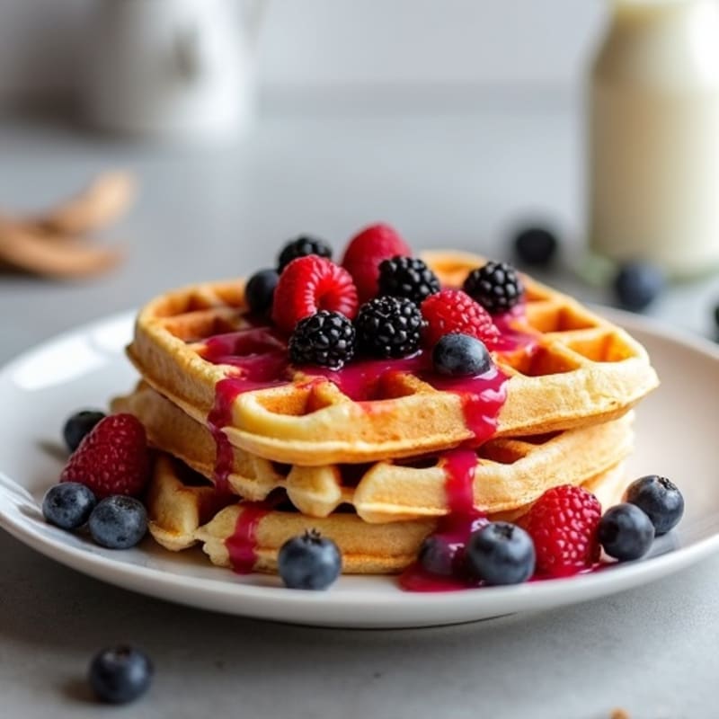 Protein-Packed Almond Flour Waffles with Berry Compote