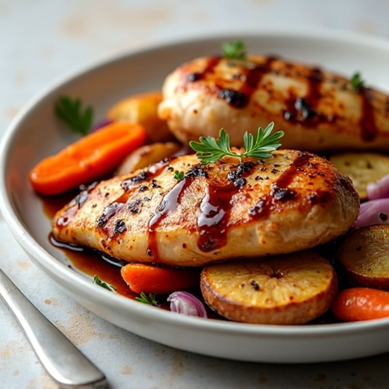 Sheet Pan Balsamic Glazed Chicken with Roasted Root Vegetables