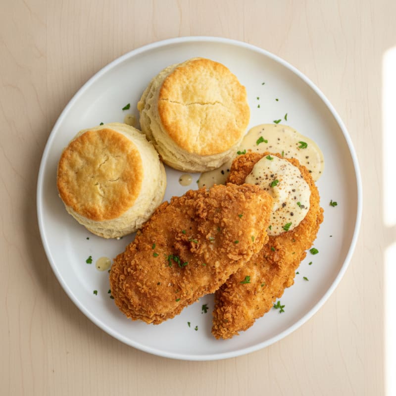 Buttermilk Fried Chicken with Fluffy Biscuits